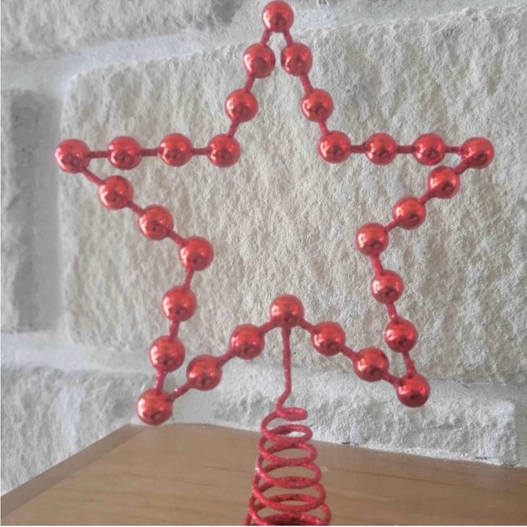 Target 9” Red Glittered Ball Star Metal Christmas Tree Topper Unlit New - Picture 3 of 5